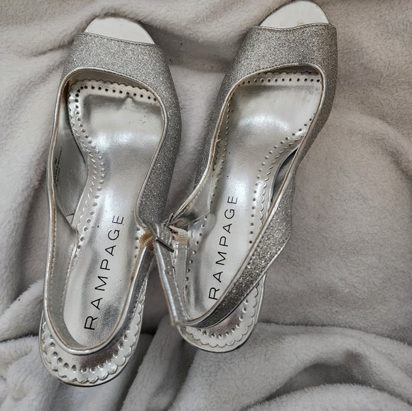 Silver glitter open Toe high heels! - Picture 2 of 3